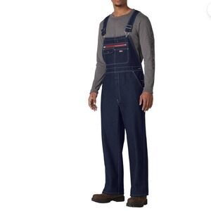 Dickies Mens Dark Wash Denim Bib Overalls Straight Leg XL R Workwear